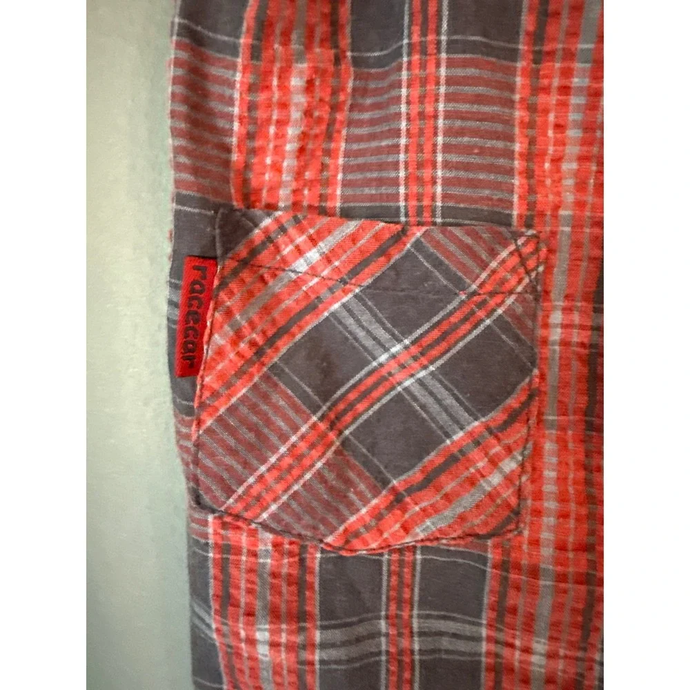 Vintage Carters Red navy Plaid Racecar Seersucker Romper 24 Months